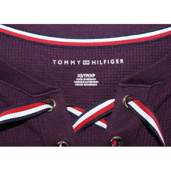 Tommy Hilfiger Purple Waffle Lace Up Henley Extra Small - Picture 11 of 11